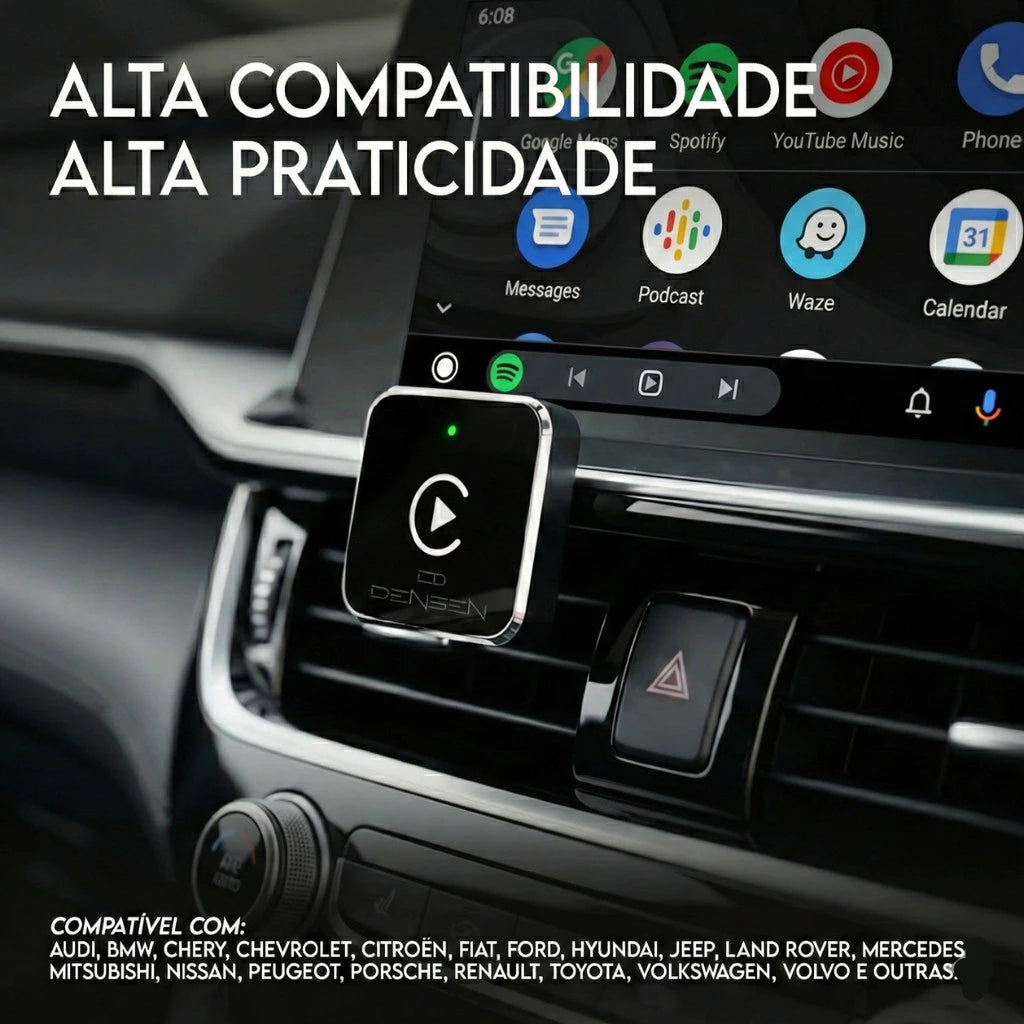 Adaptador CarPlay e Android Auto Sem Fio